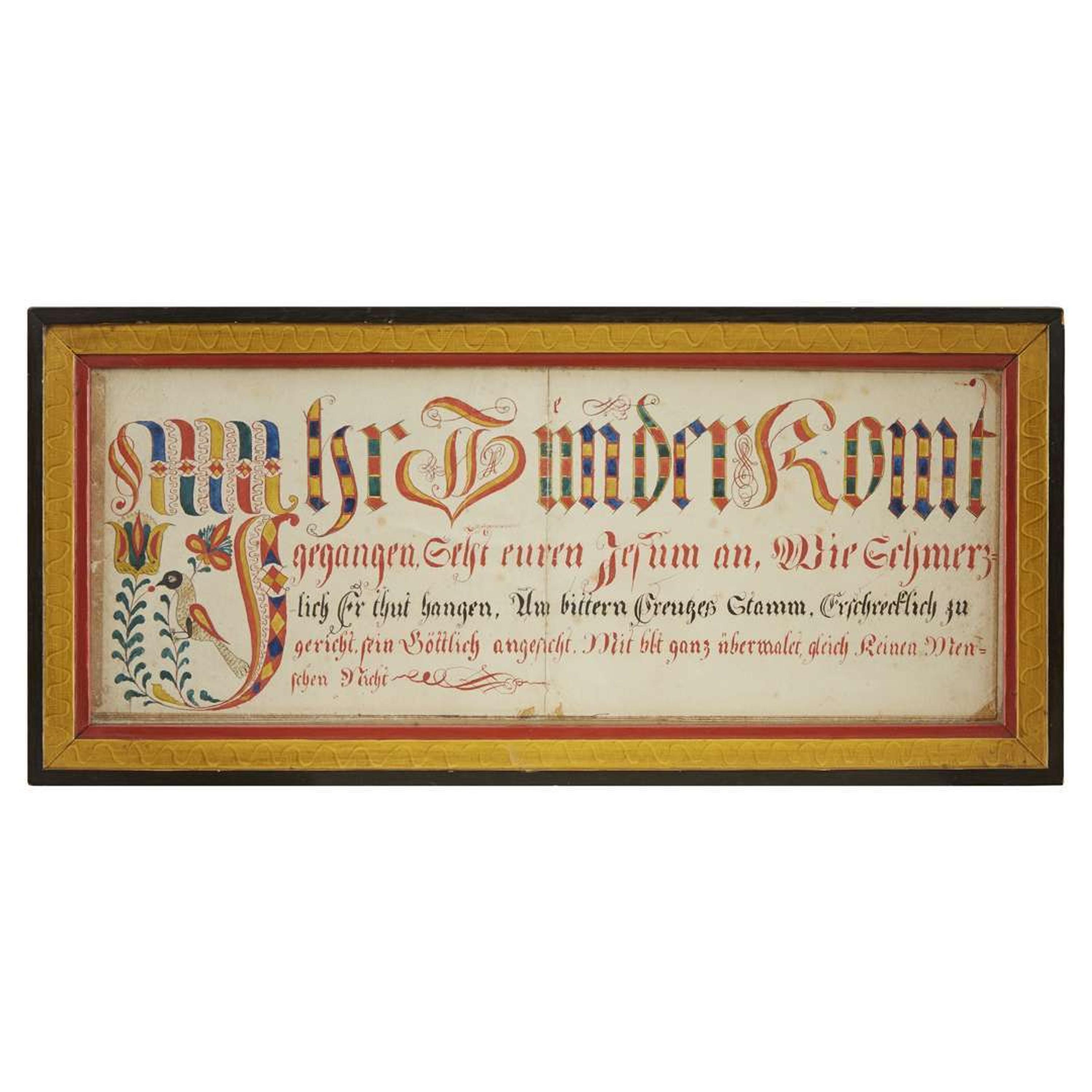 Fraktur: a Schewenkfelder hymn early 19th century