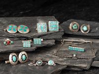 Navajo and Zuni Silver and Turquoise Men's Wear Jewelry