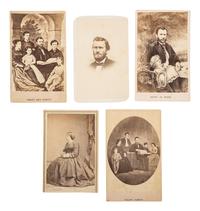 [LINCOLNIANA]. A group of engraved CDVs featuring Abraham Lincoln, Ulysses S. Grant, and families.