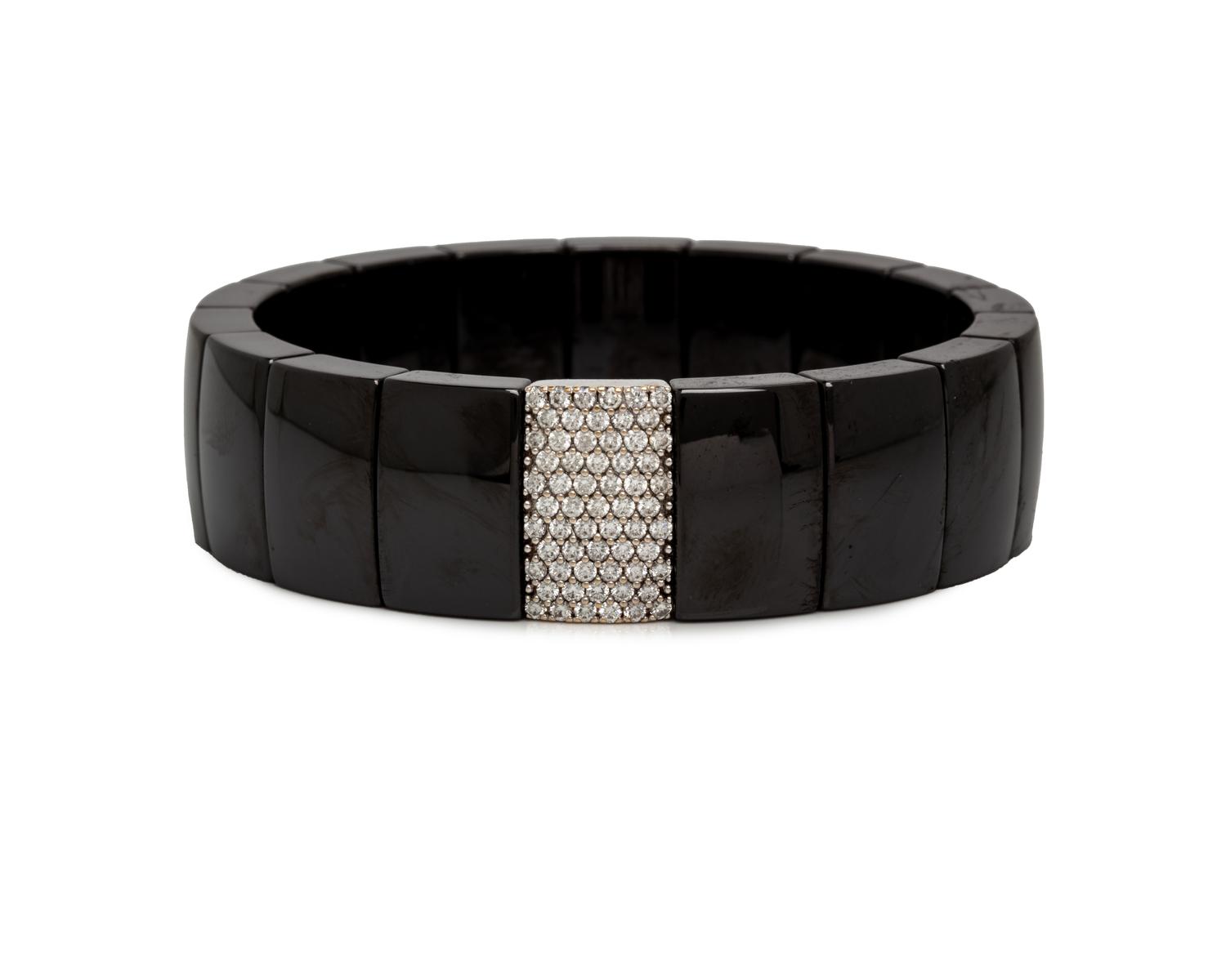 ROBERTO DEMEGLIO, CERAMIC AND DIAMOND STRETCH BRACELET