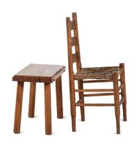 Chester Cornett (Kentucky, 1912-1981), A Mixed Woods Chair and Window Bench