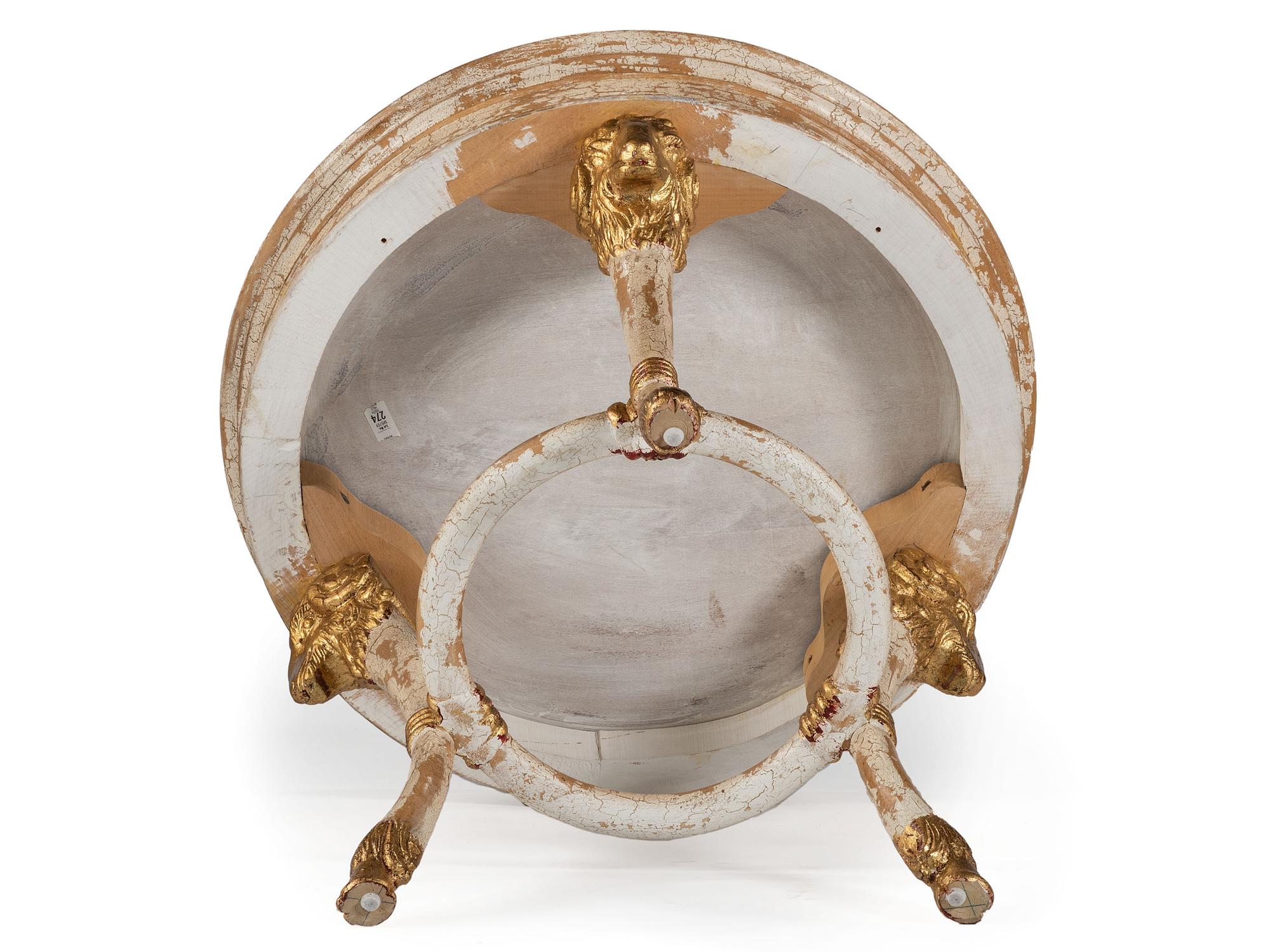 A Pair of Louis XVI-Style Carved and Painted Bergeres and Center Table
