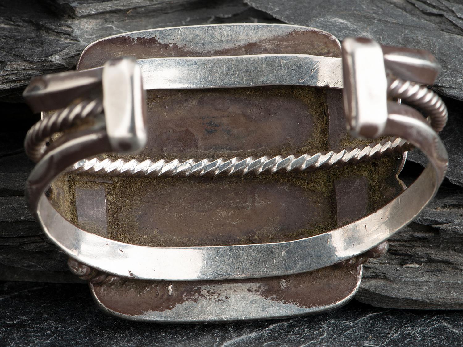 Large Navajo Silver and Blue Gem Turquoise Cuff Bracelet