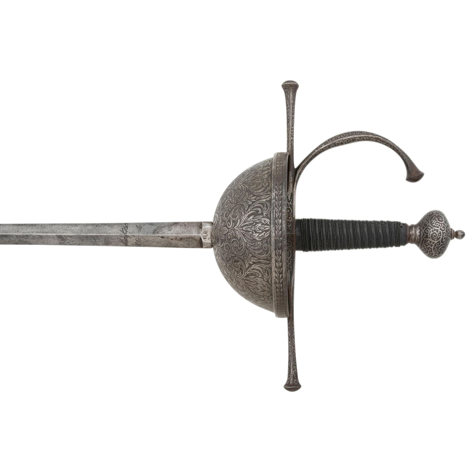 Spanish Etched Steel Cup Hilt Rapier with Klingenthal Blade