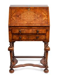 A Marquetry Inlaid Burlwood Desk Secretary
