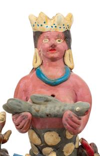 A Mexican Folk Art Polychrome Decorated Figural Group