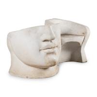 A Pair of Italian Carved Marble Face-Form Chairs