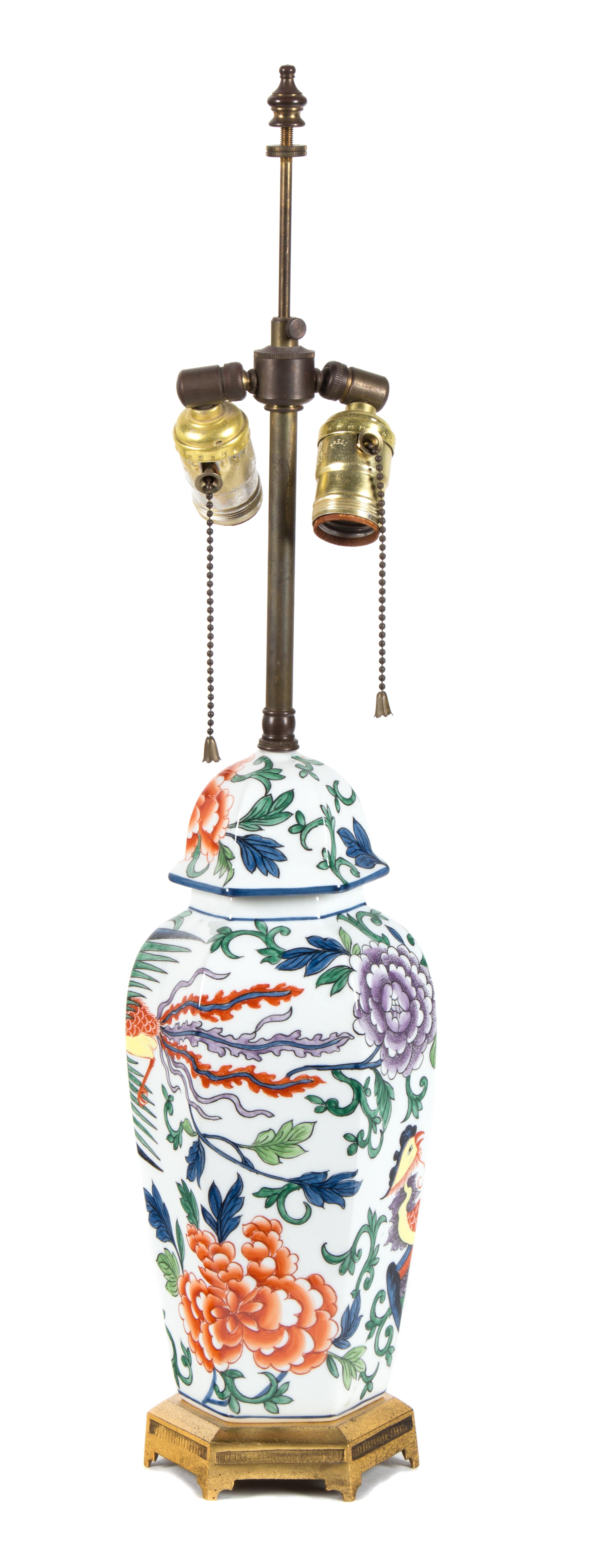 A Chinese Porcelain Paneled Form Table Lamp Height 25 inches.