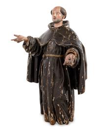 A Continental Painted Figure of Saint Francis