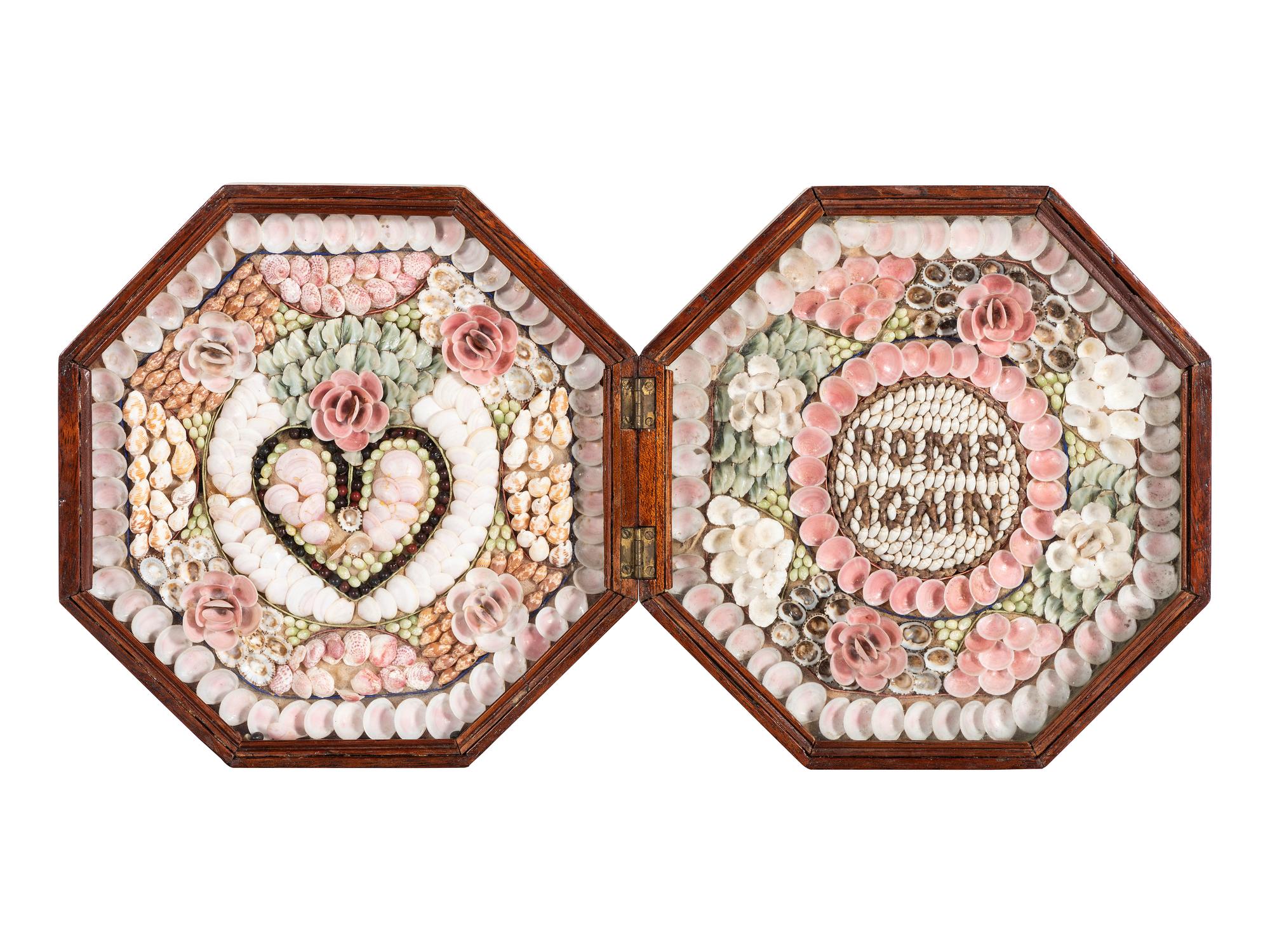 A Shellwork Floral Heart Double Sailor's Valentine