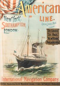 Three Steam Ship Line Advertisement Lithographs