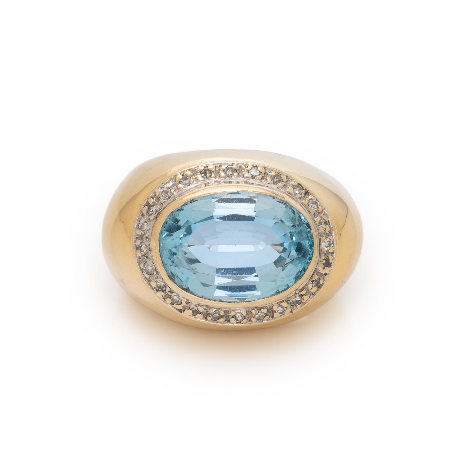 Blue Topaz and Diamond Ring