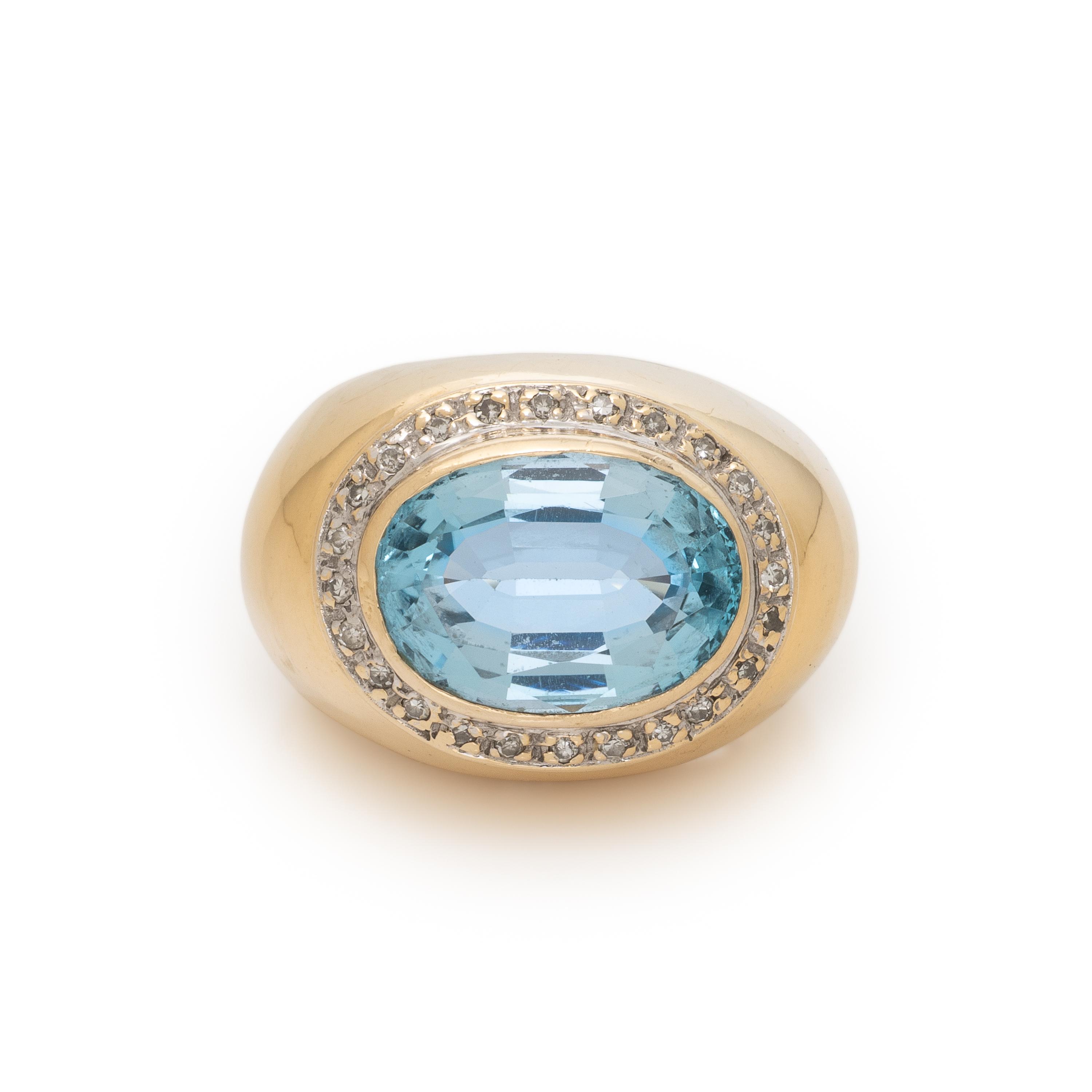 Blue Topaz and Diamond Ring