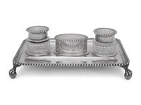 A Victorian Silver and Cut Glass Ink Stand