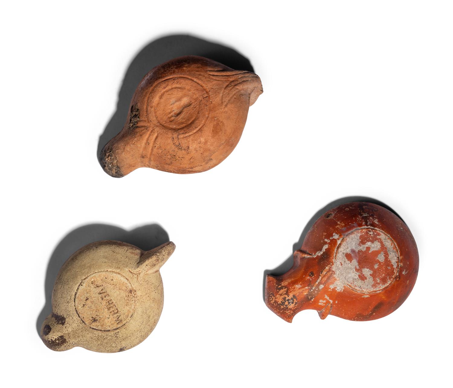 Three Roman Terracotta Oil Lamps