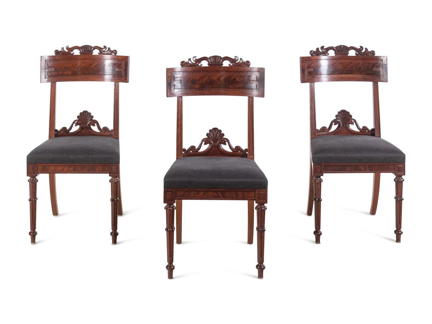 Three Regency Shell-Carved Mahogany Side Chairs