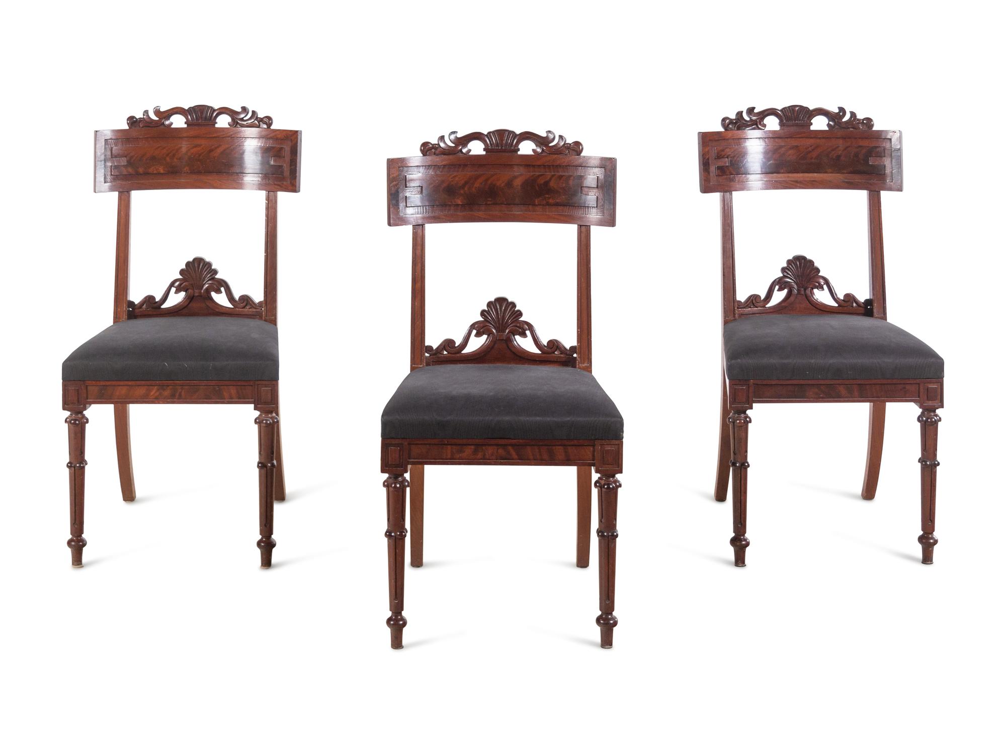 Three Regency Shell-Carved Mahogany Side Chairs