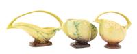 Three Rosevillle Wincraft Pottery Vases Width of widest 14 1/4 inches.