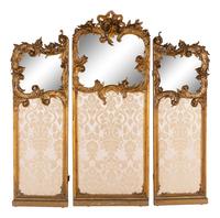 A Rococo Style Giltwood Three-Panel Screen
