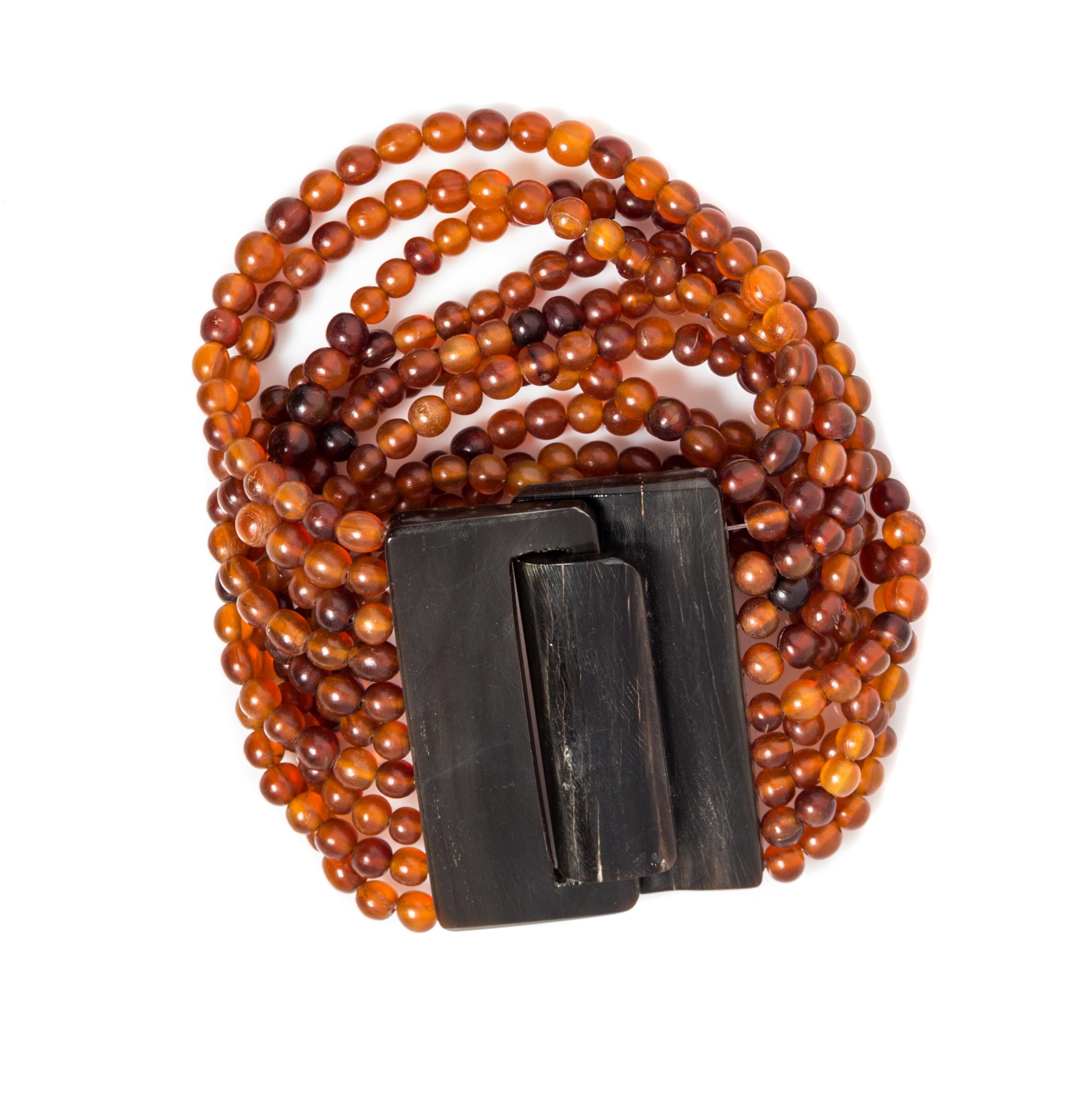 Group of Three Gerda Lynggaard for Monies Multistrand Amber Beaded Necklaces,