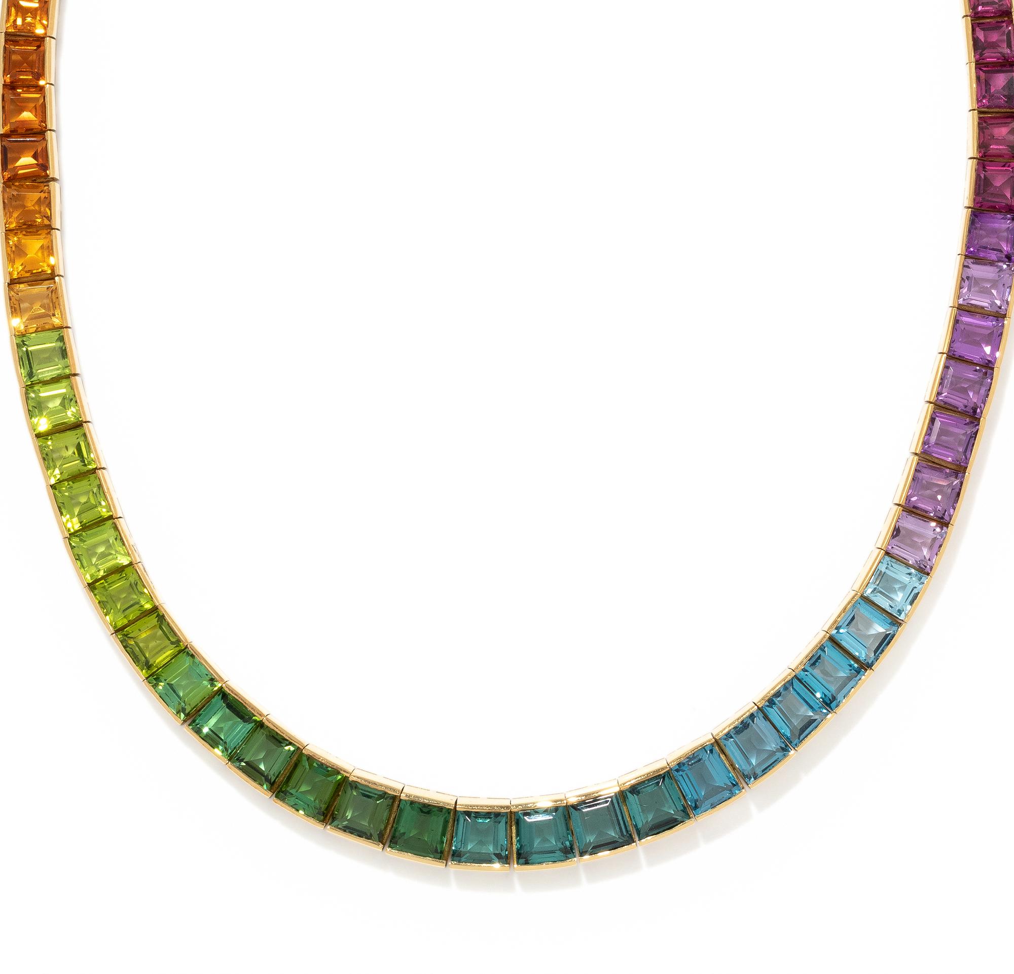 MULTICOLOR GEMSTONE COLLAR NECKLACE