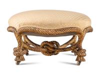 A Napoleon III Carved Giltwood Rope-Twist Ottoman