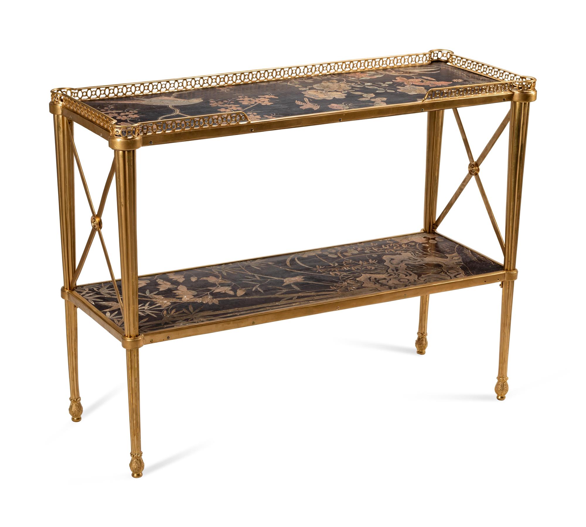 A Coromandel Lacquer Panel-Inset Gilt Bronze Serving Table
