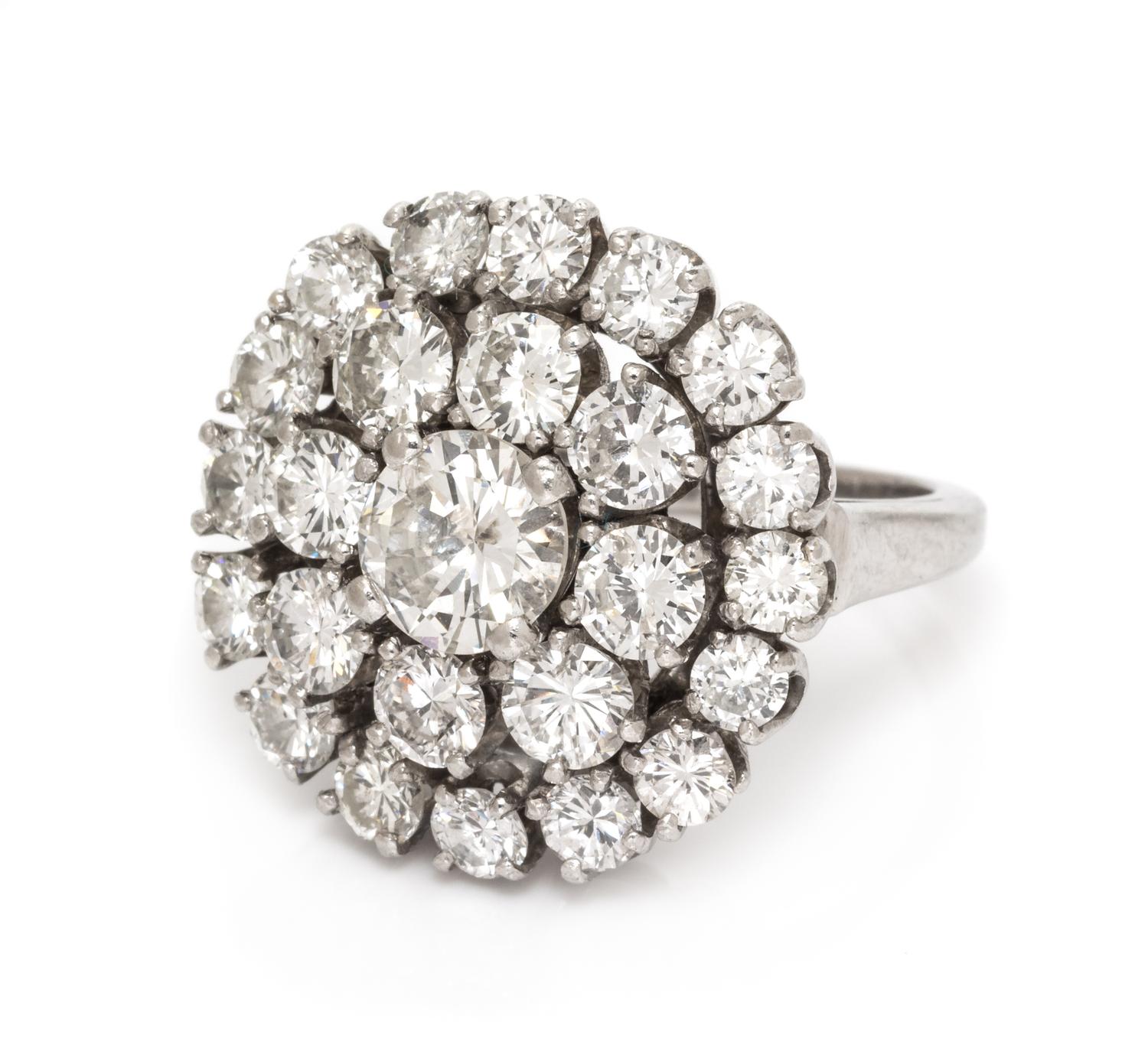 A Platinum and Diamond Cluster Ring, 11.75 dwts.