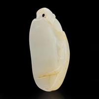 A Chinese carved white jade "Peapod" toggle 白玉豆荚 Late Qing to Republic period ?????