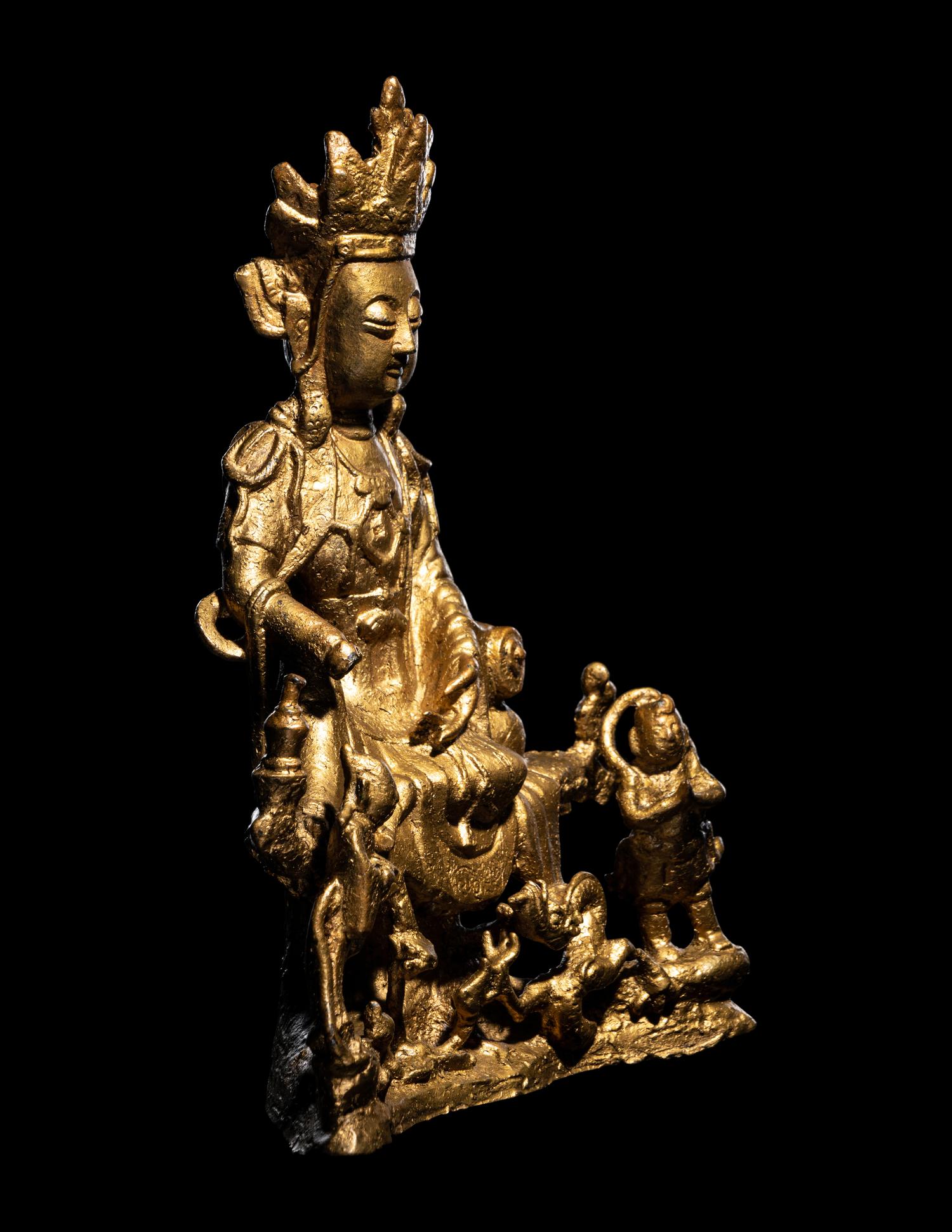 A Gilt Bronze Figure of Guanyin