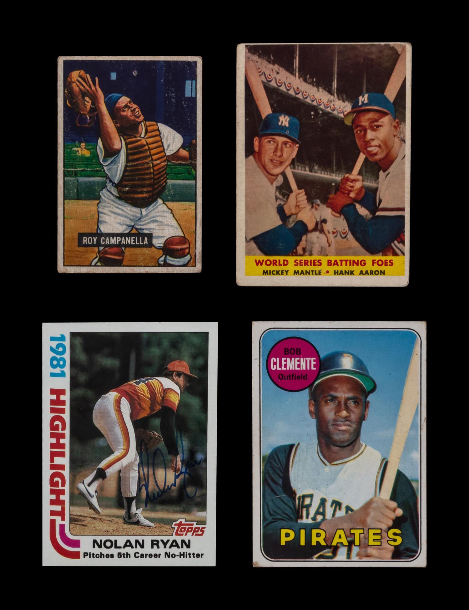 A Collection of Hall of Fame Baseball Cards Including Signed Nolan Ryan