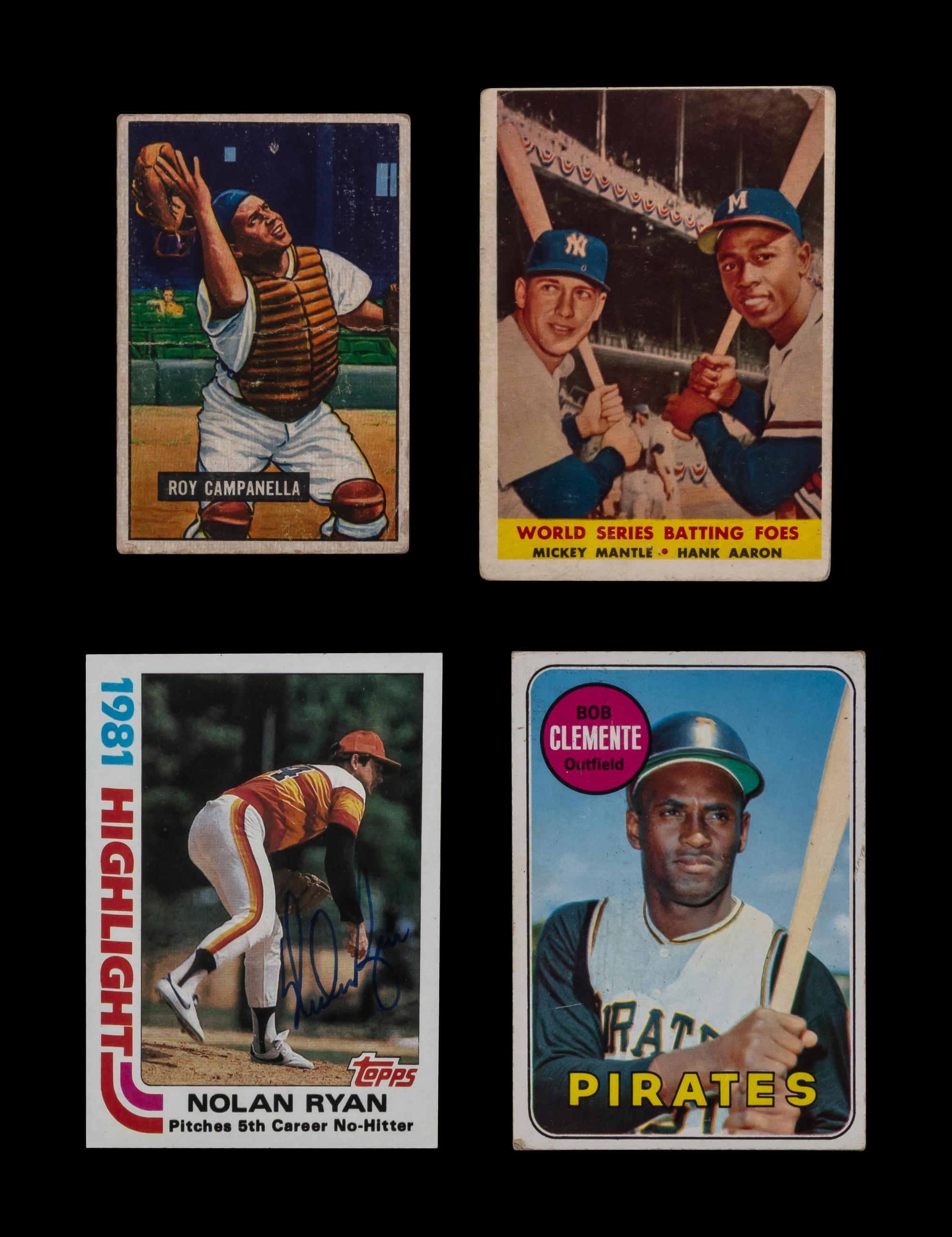 A Collection of Hall of Fame Baseball Cards Including Signed Nolan Ryan
