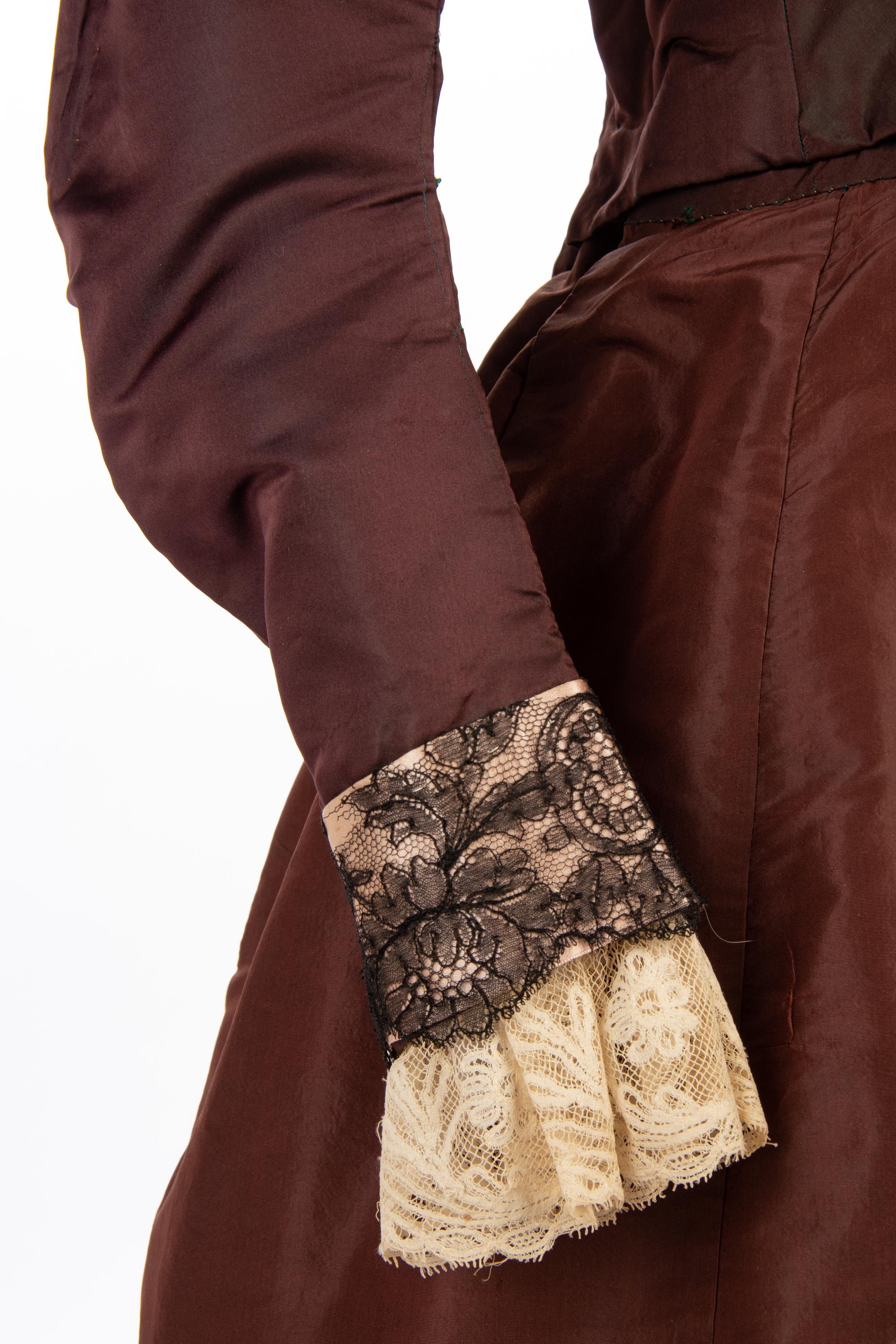 Two Silk Bustle Dresses, 1890s
