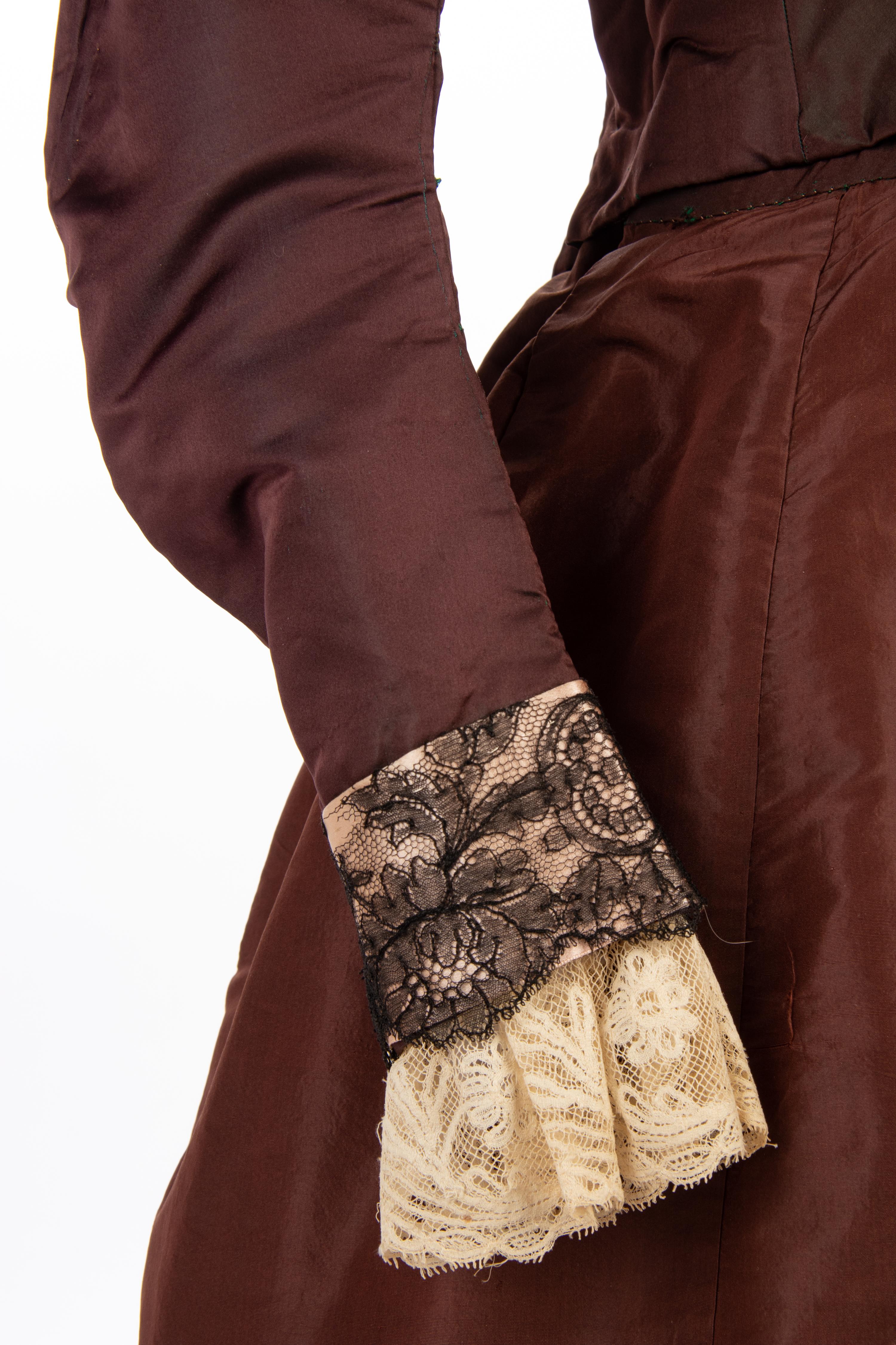 Two Silk Bustle Dresses, 1890s