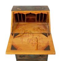 An English Dark Green Japanned Slant Front Desk