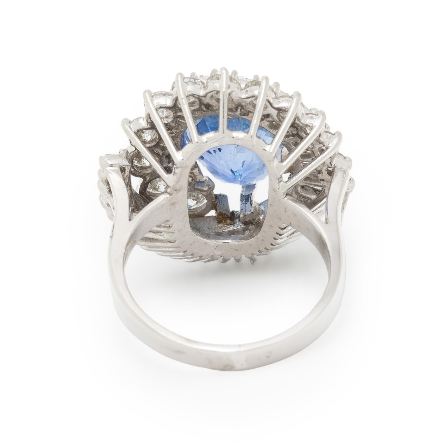 SAPPHIRE, DIAMOND, AND PLATINUM RING