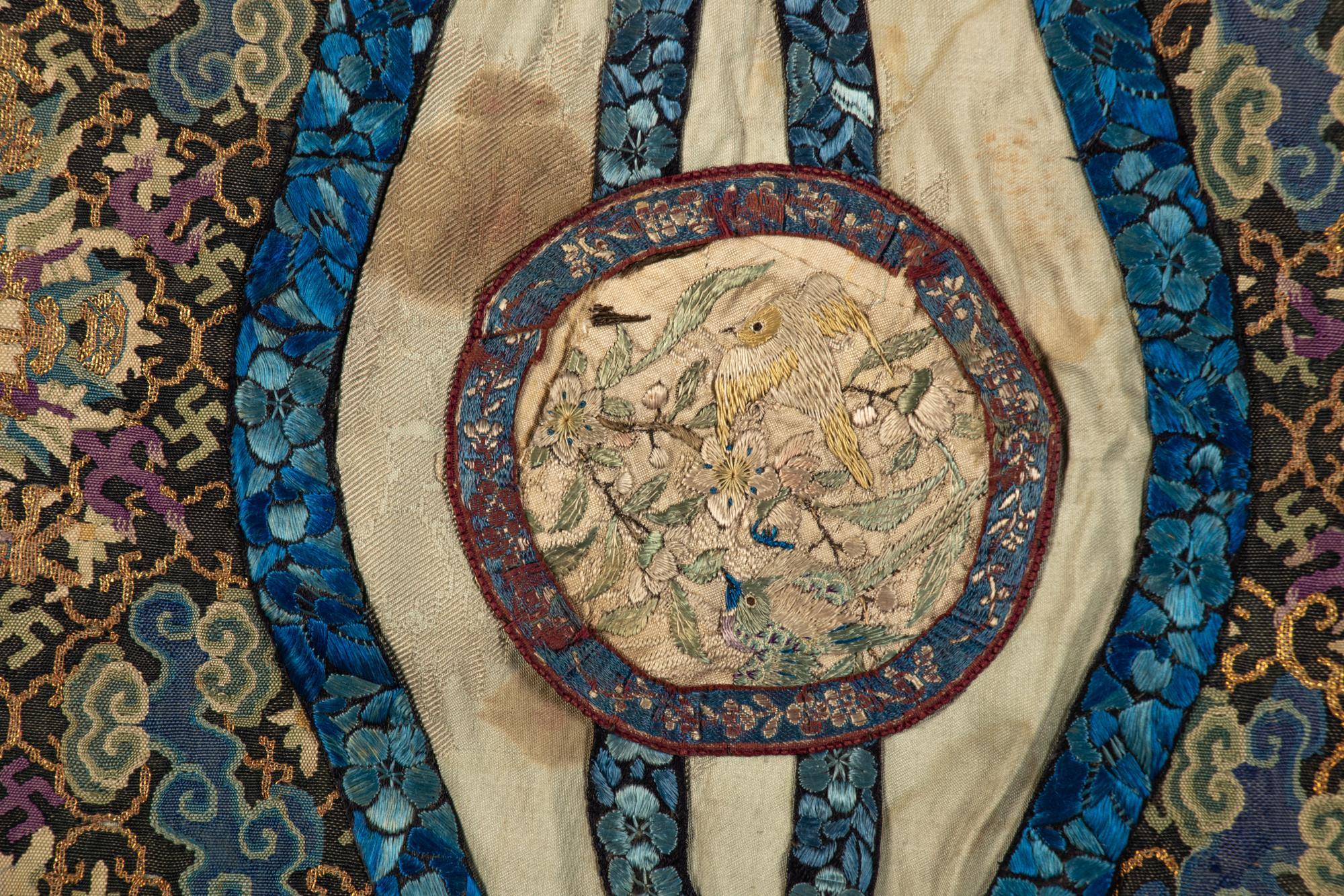 An Embroidered and Kesi Woven Silk Panel
