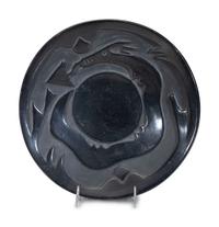 Carved Blackware Pottery Plate