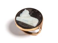 A Neoclassical Gold and Onyx Cameo Ring with a Sphinx