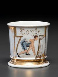 A Sprinter or Runner's Porcelain Shaving Mug