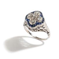 ANTIQUE, DIAMOND AND SAPPHIRE RING
