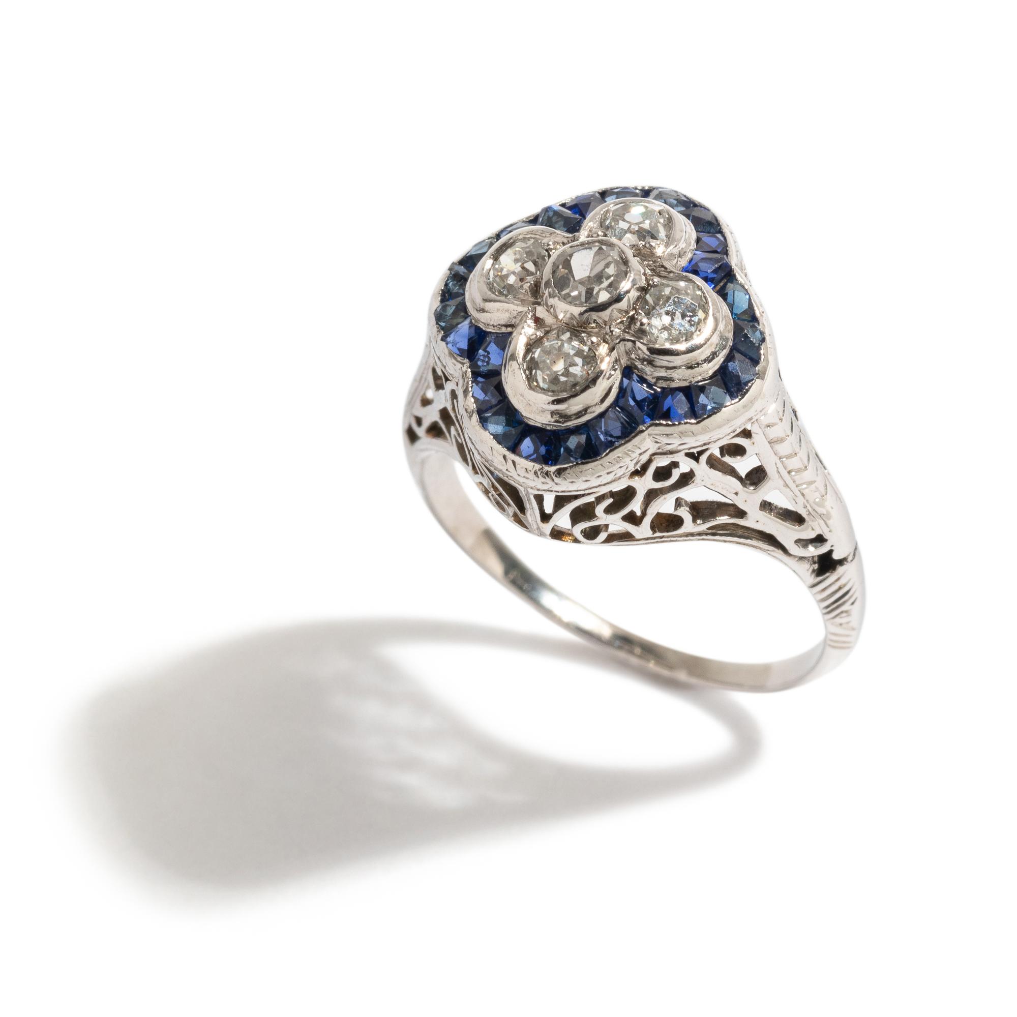 ANTIQUE, DIAMOND AND SAPPHIRE RING