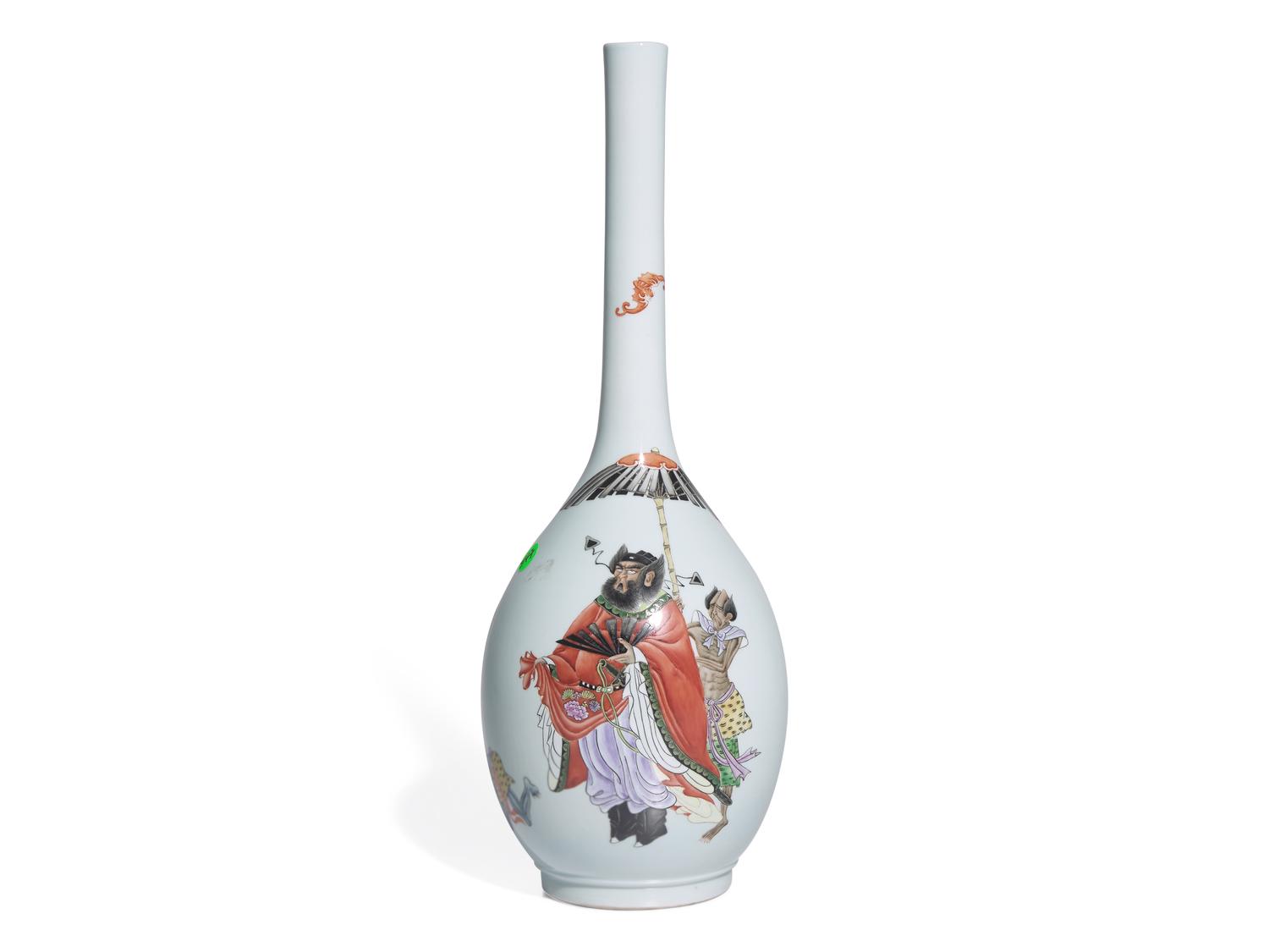 A Chinese Famille Rose Porcelain 'Zhong Kui' Bottle Vase