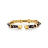 SUSY MOR, YELLOW GOLD, ENAMEL, AND DIAMOND BANGLE BRACELET