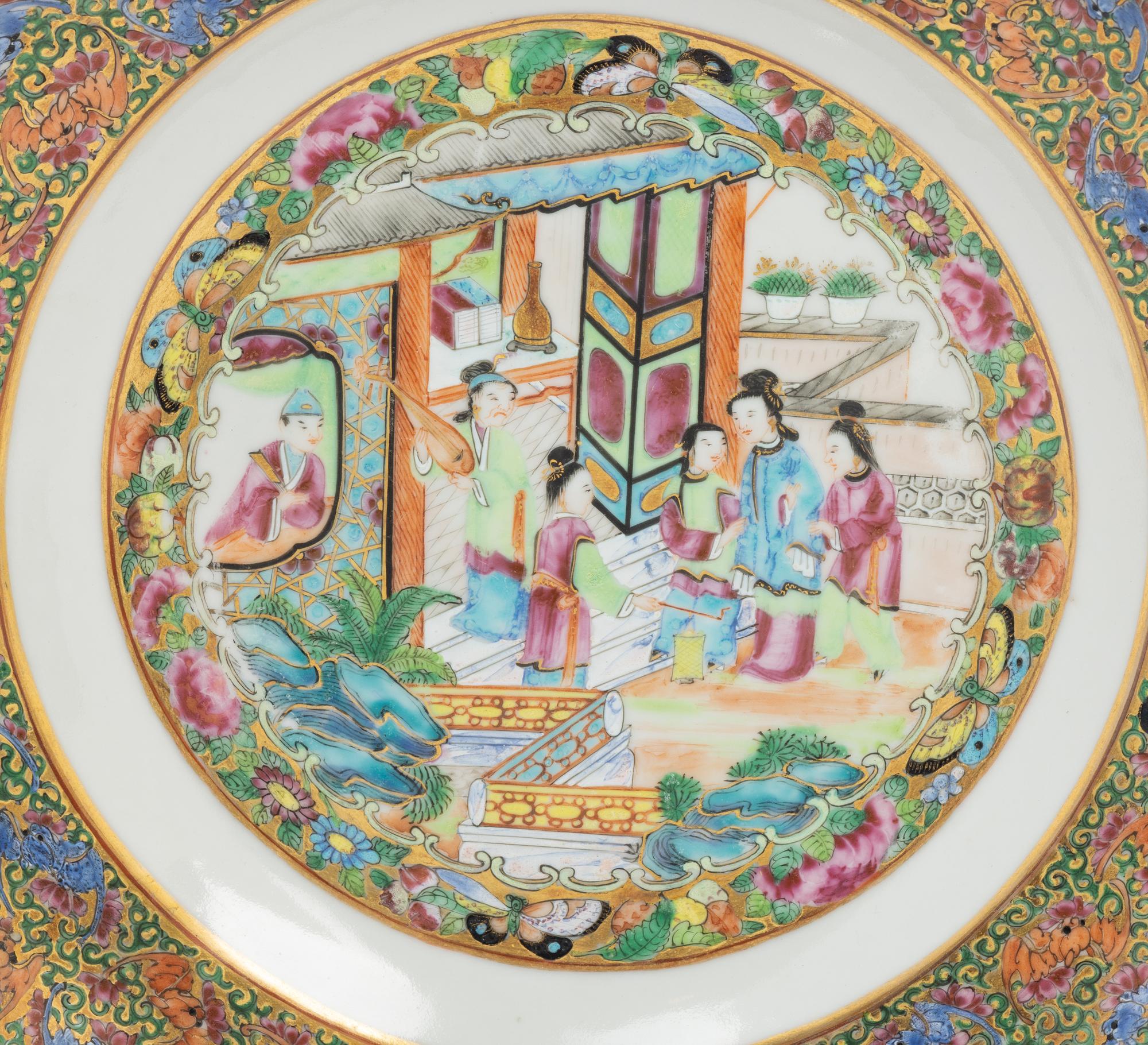 Five Chinese Export Famille Rose Porcelain Plates