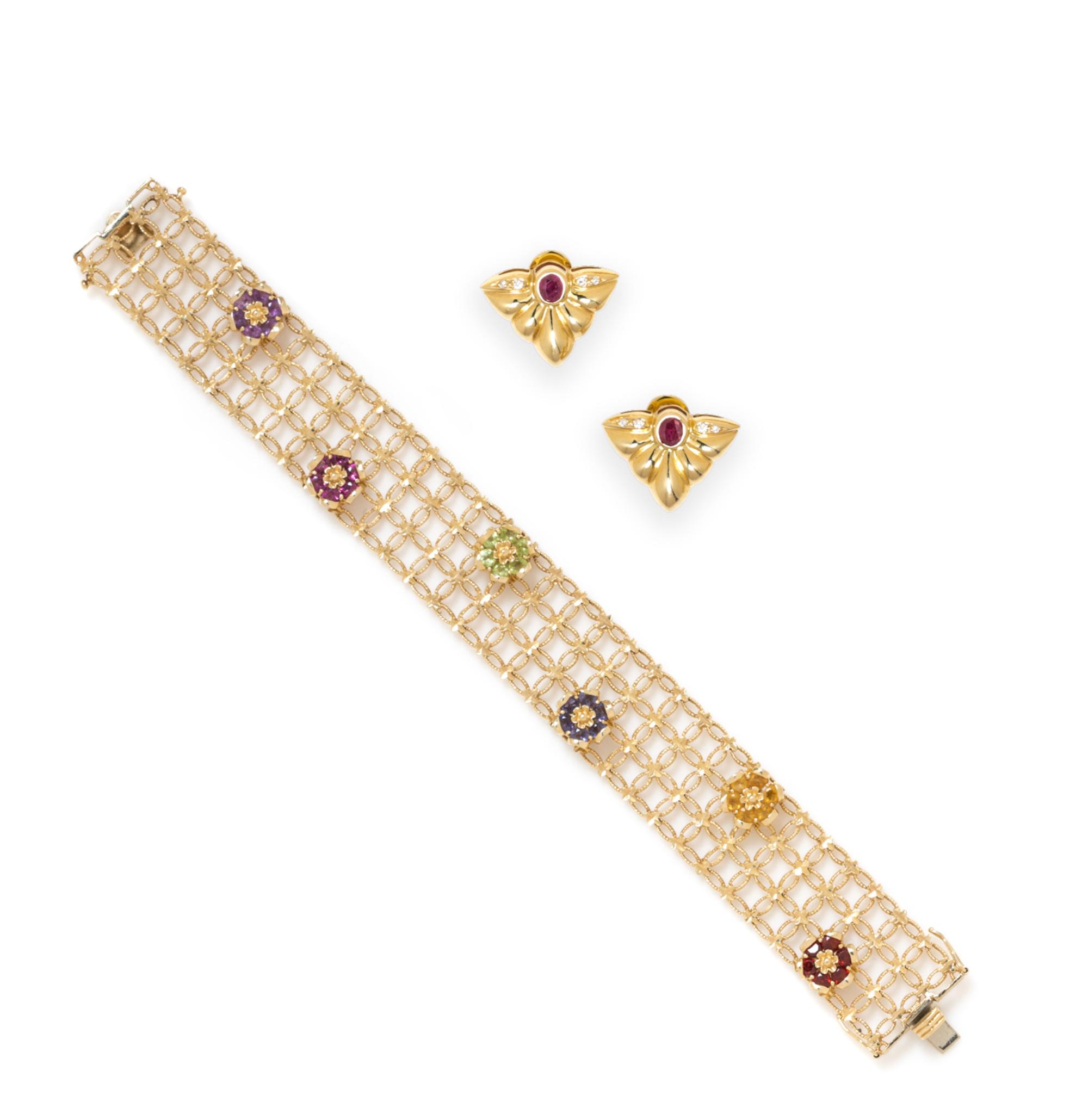A Collection of Yellow Gold and Multigem Jewelry, 25.30 dwts.