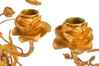 A Pair of French Gilt Bronze and Marble Three-Light Candelabra