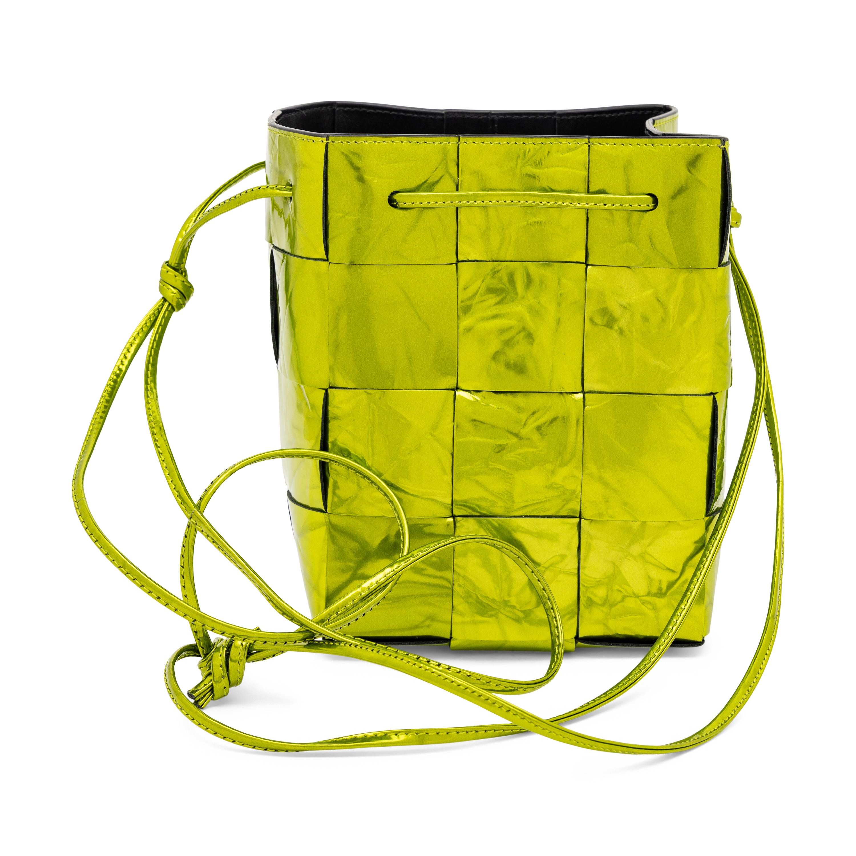 Bottega Veneta, Metallic Green Small Bucket Bag