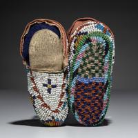 Sioux Child's Fully Beaded Hide Moccasins
