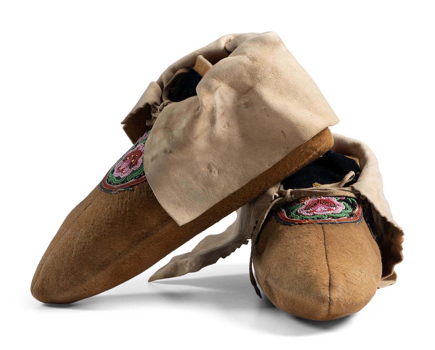 Cree Beaded Smoke Tanned Moccasins